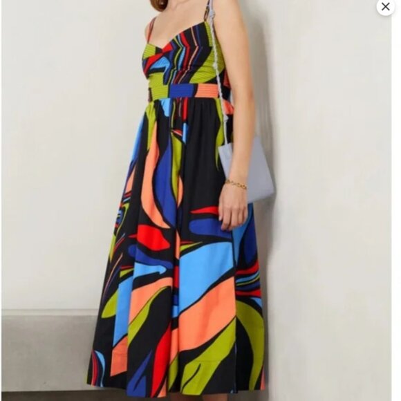 La Ligne Dress Women's M Tracy Printed Multicolor Colorful Wedding Guest Summer - Picture 5 of 6